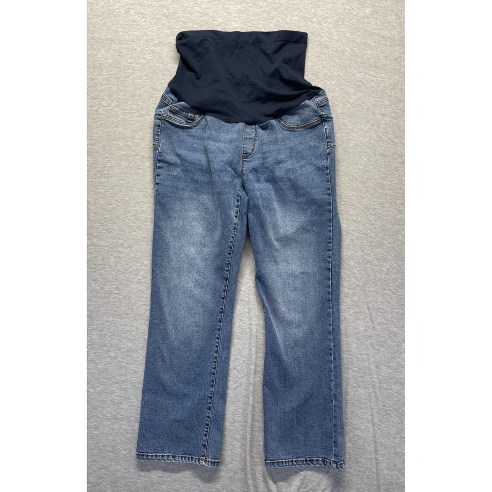 S.O.N.G. Maternity Ankle Jeans Womens Large Blue Denim Medium Wash Straight Leg